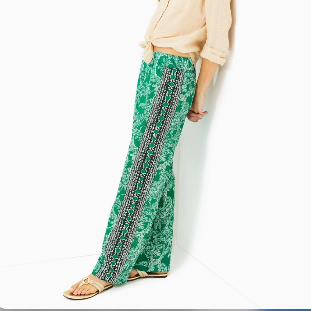 Lilly Pulitzer Tropical Green Wide Leg Pants